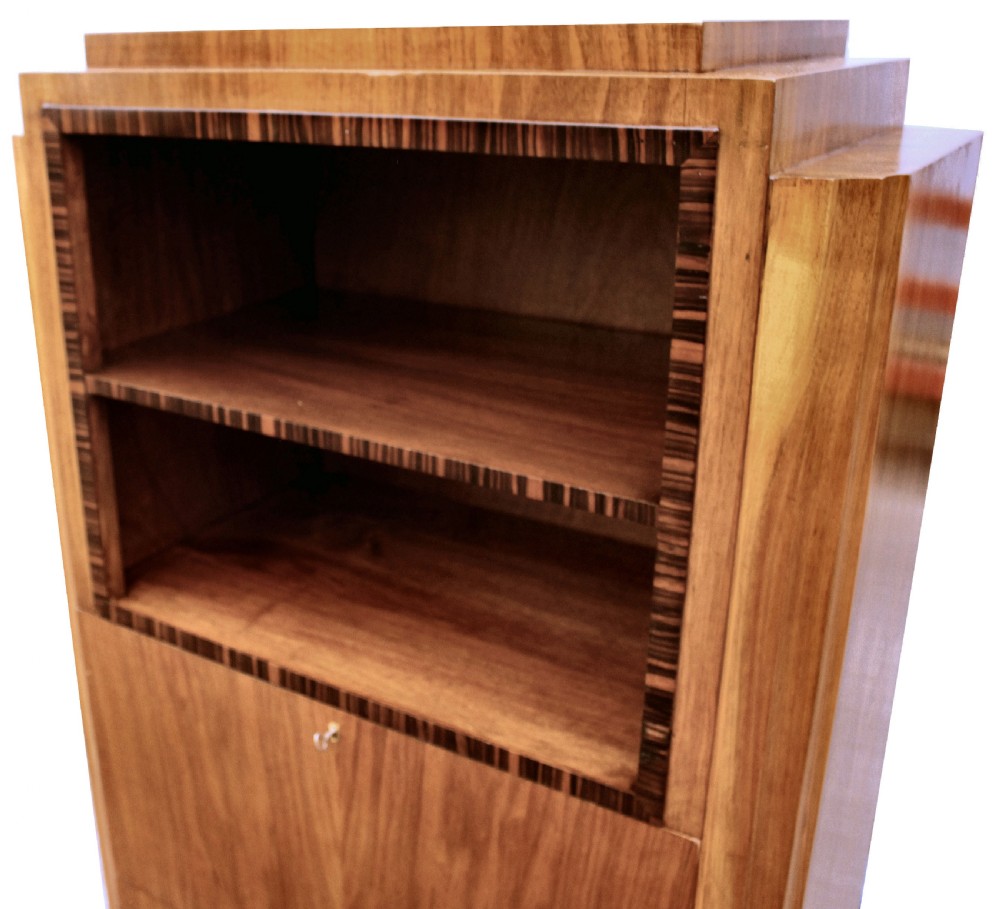Art Deco Skyscraper Walnut And Macassar Secretaire, c1930 View IX