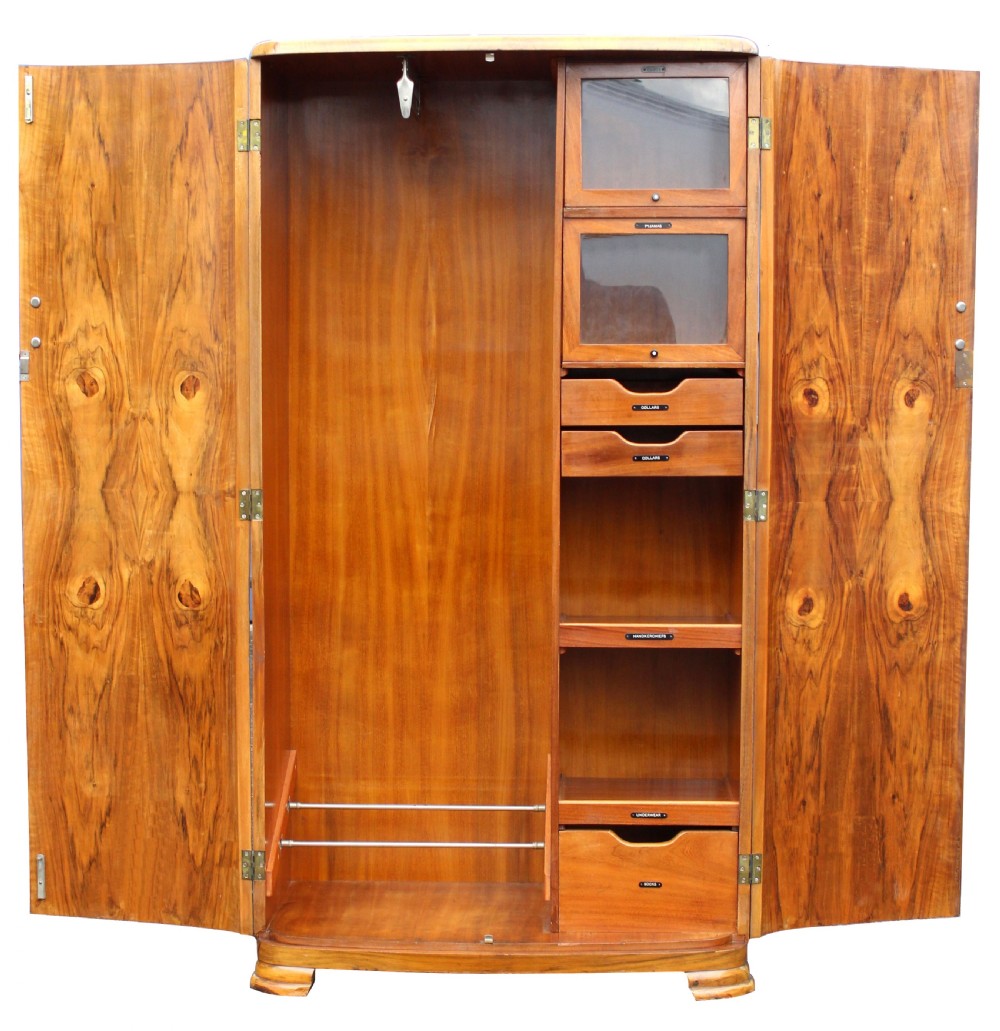 Art Deco Highly Figured Walnut Single Wardrobe, c1930 View II