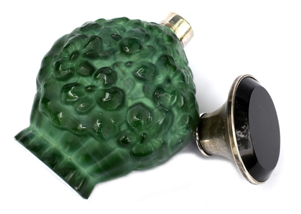 Art Deco Green Malachite Glass & Silver Perfume Bottle, c1930 View V
