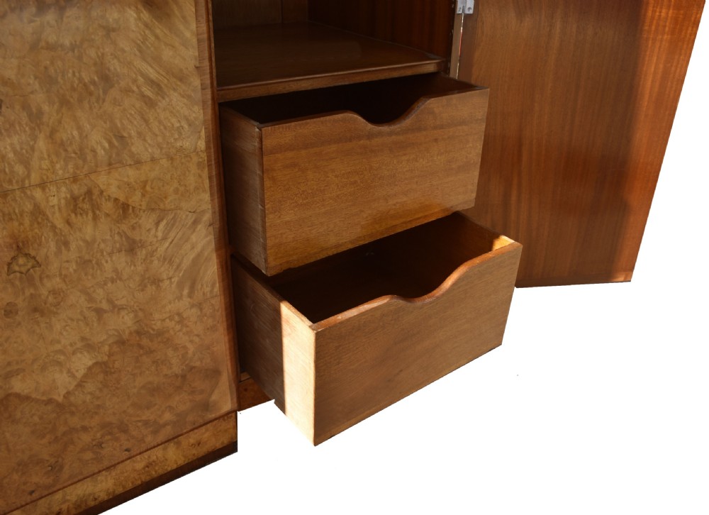Art Deco Burl Walnut Two Tier Double Wardrobe, c1930 View IV