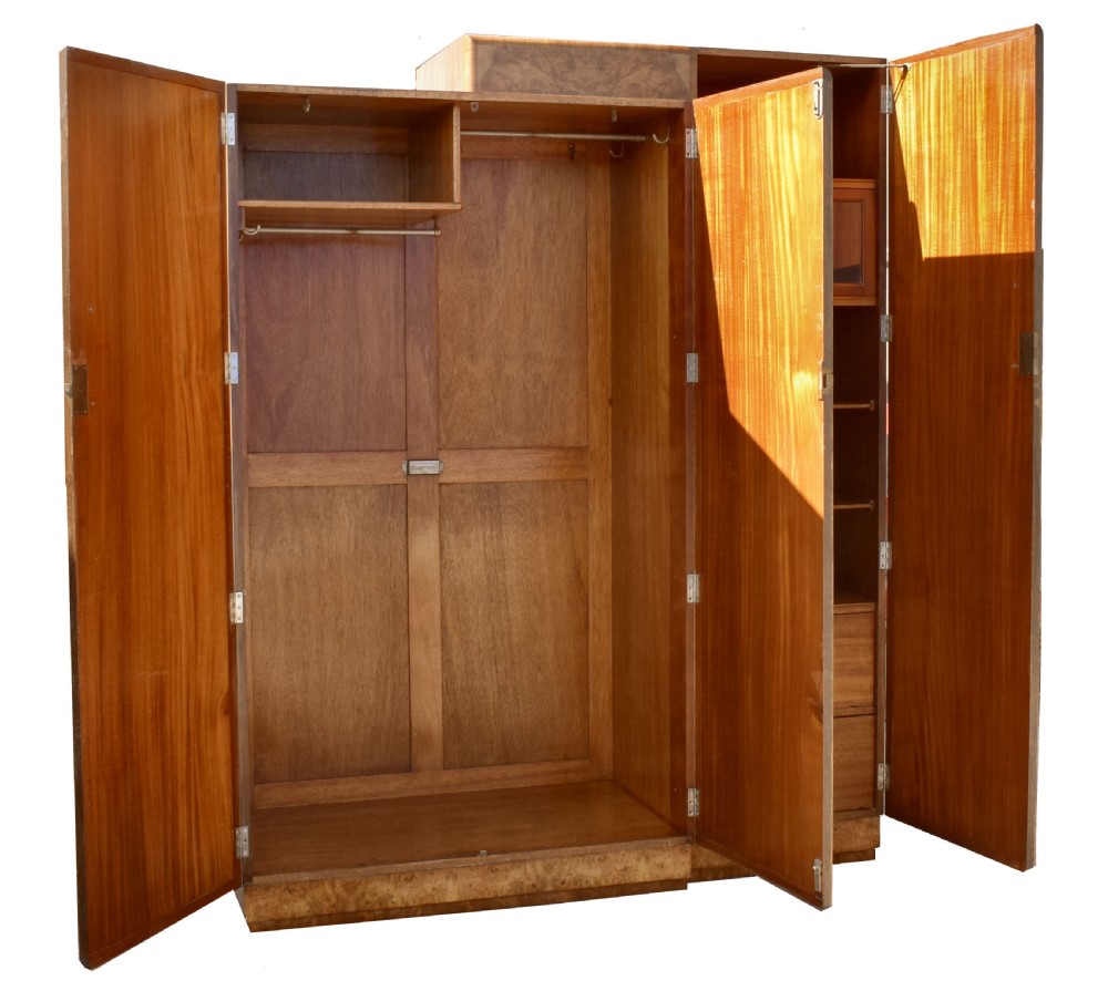 Art Deco Burl Walnut Two Tier Double Wardrobe, c1930 View VIII