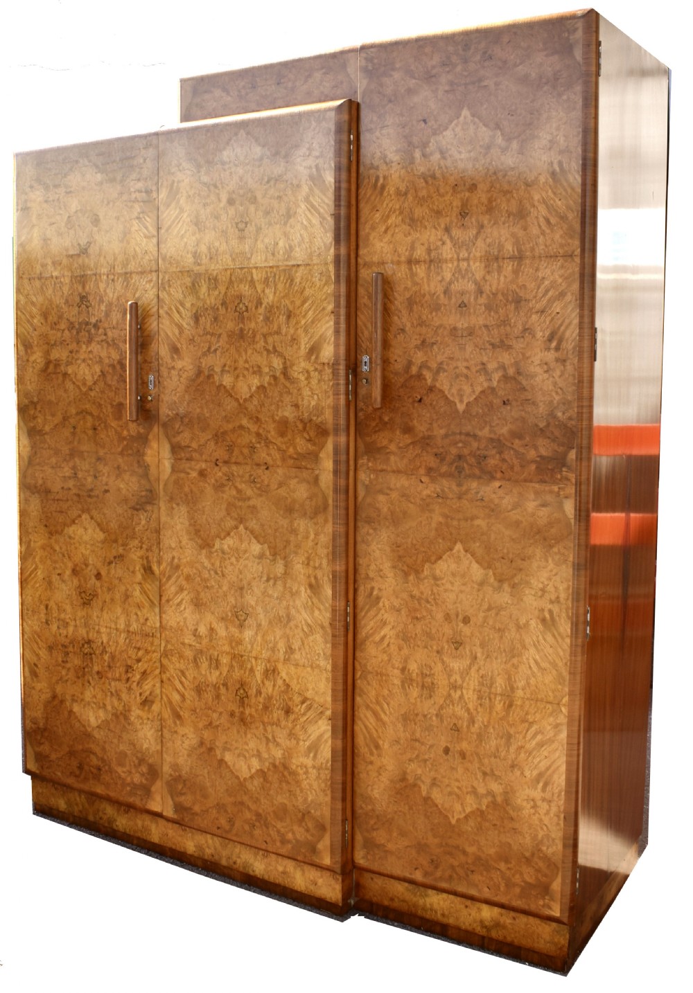 Art Deco Burl Walnut Two Tier Double Wardrobe, c1930 View XIV