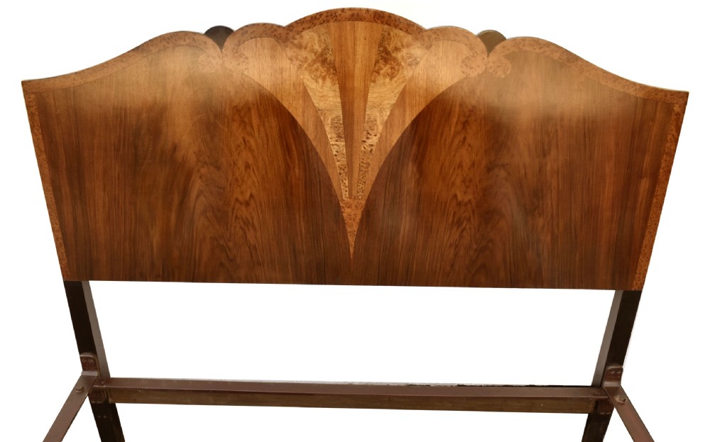 Art Deco Walnut Double Fan Shaped Bed, c1930's  View IV