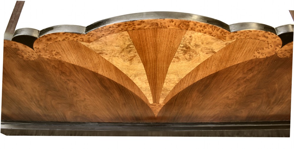 Art Deco Walnut Double Fan Shaped Bed, c1930's  View VI