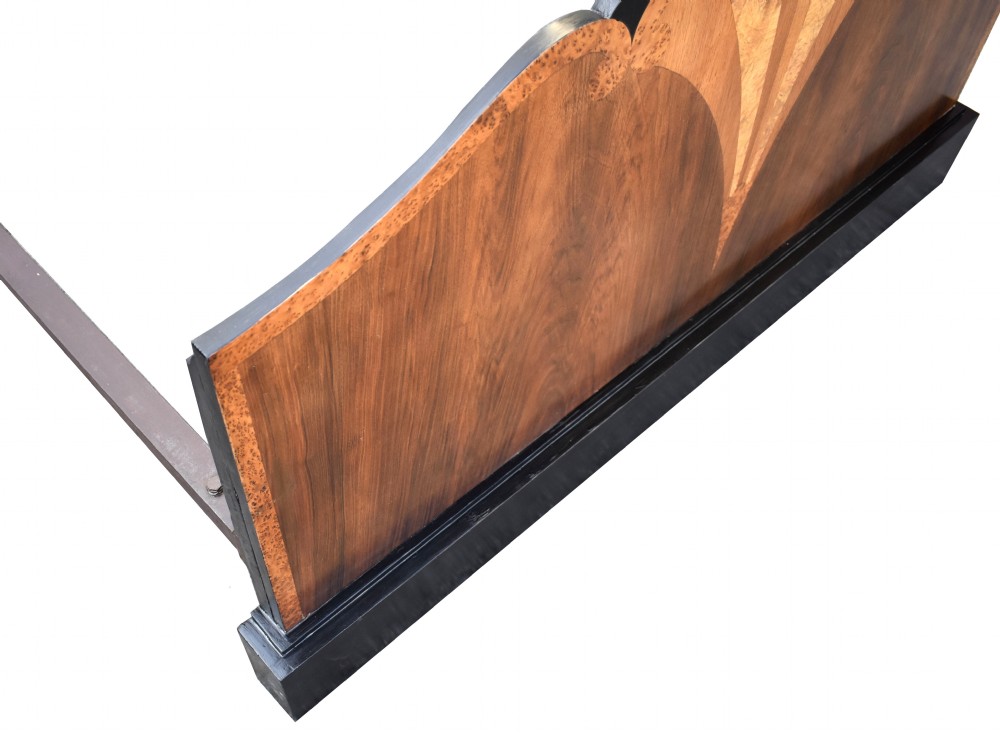 Art Deco Walnut Double Fan Shaped Bed, c1930's  View VII