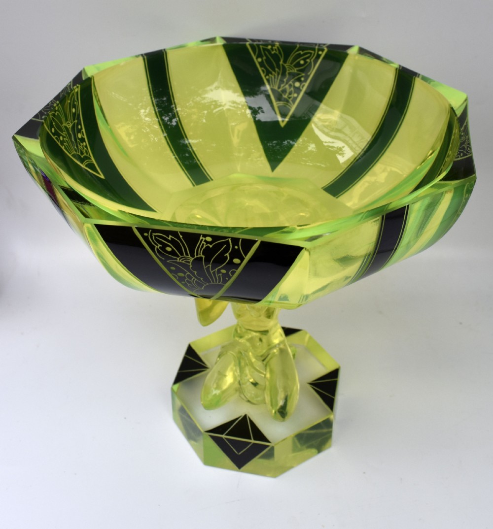 Art Deco Uranium Glass Comport, c1930 View II