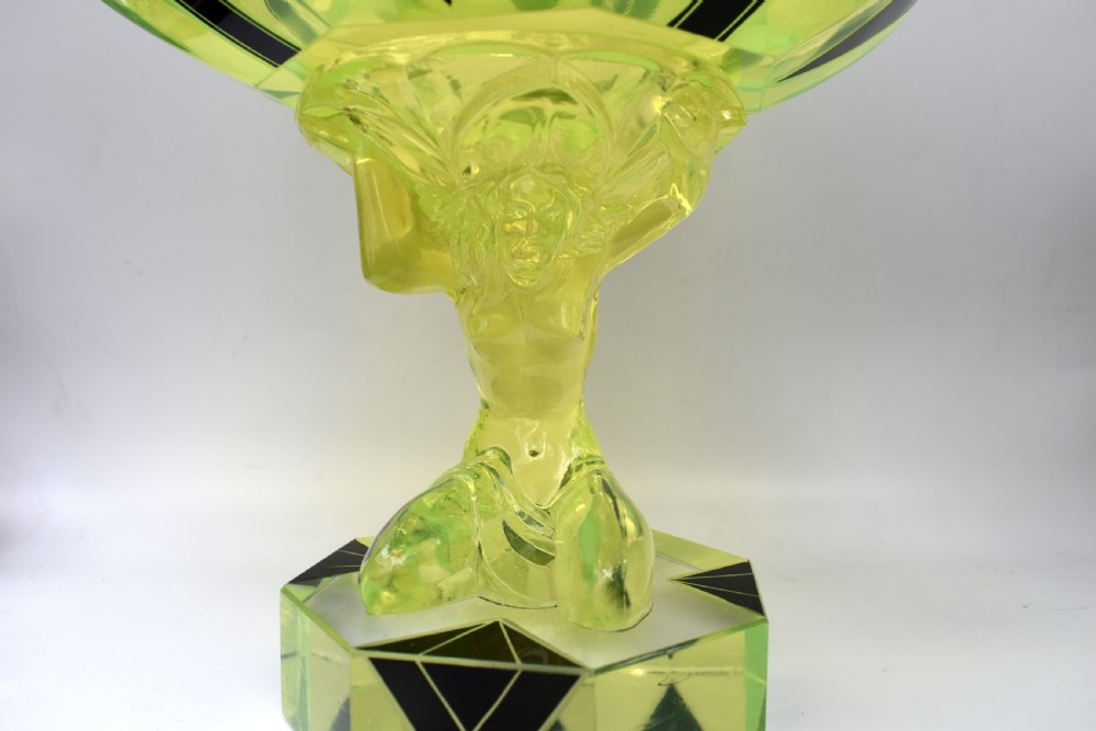 Art Deco Uranium Glass Comport, c1930 View III