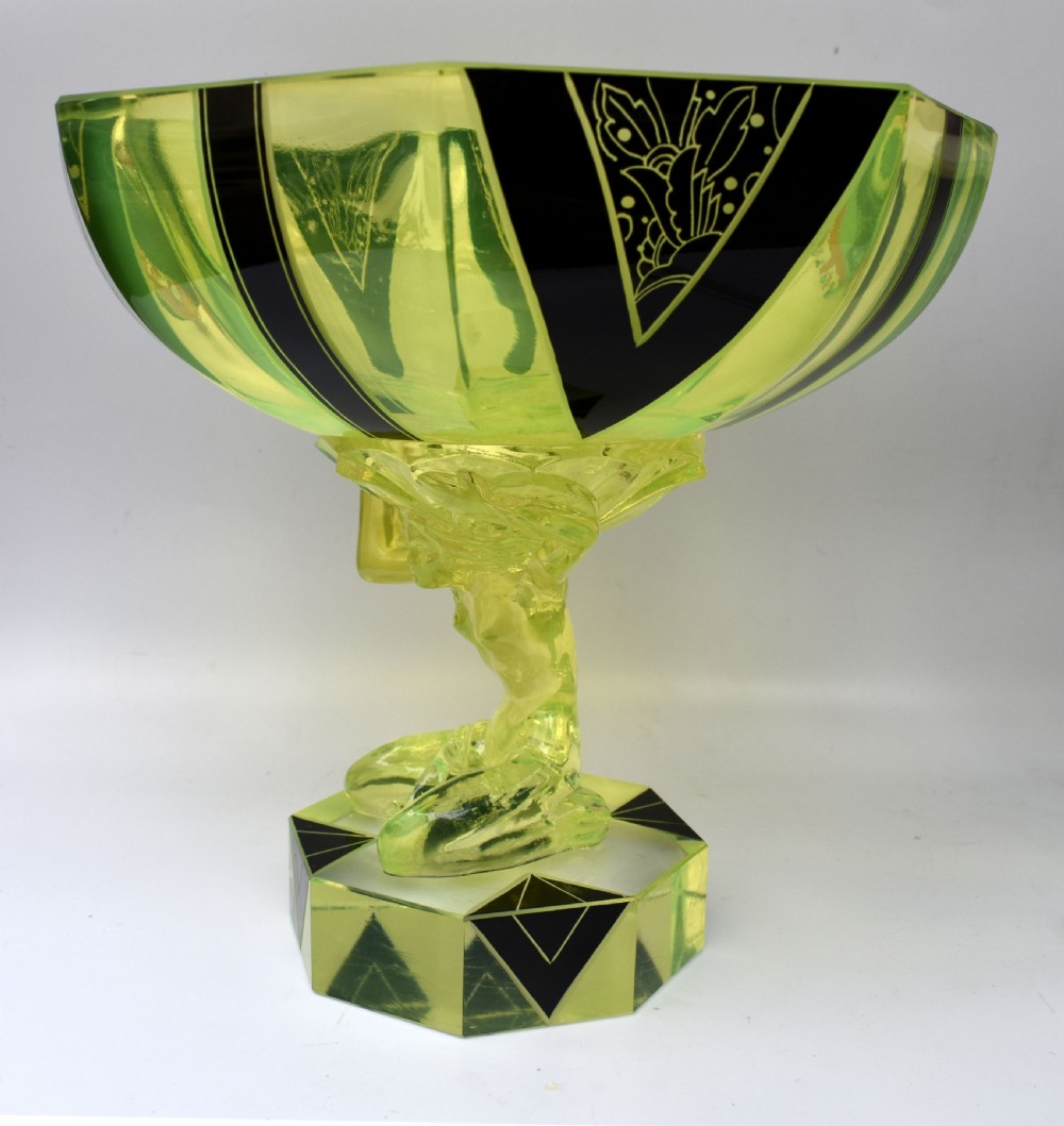 Art Deco Uranium Glass Comport, c1930 View IV