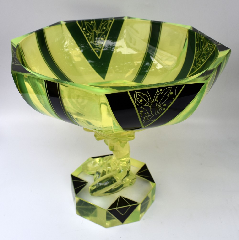 Art Deco Uranium Glass Comport, c1930 View V