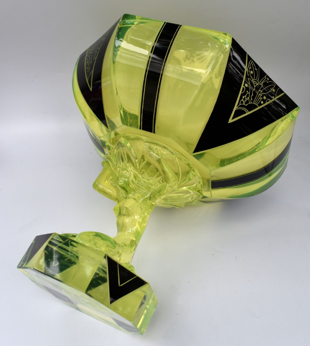 Art Deco Uranium Glass Comport, c1930 View VII