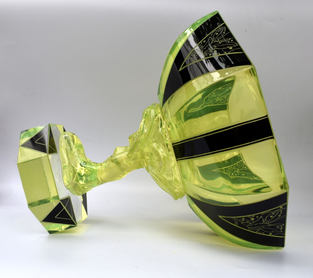 Art Deco Uranium Glass Comport, c1930 View VIII