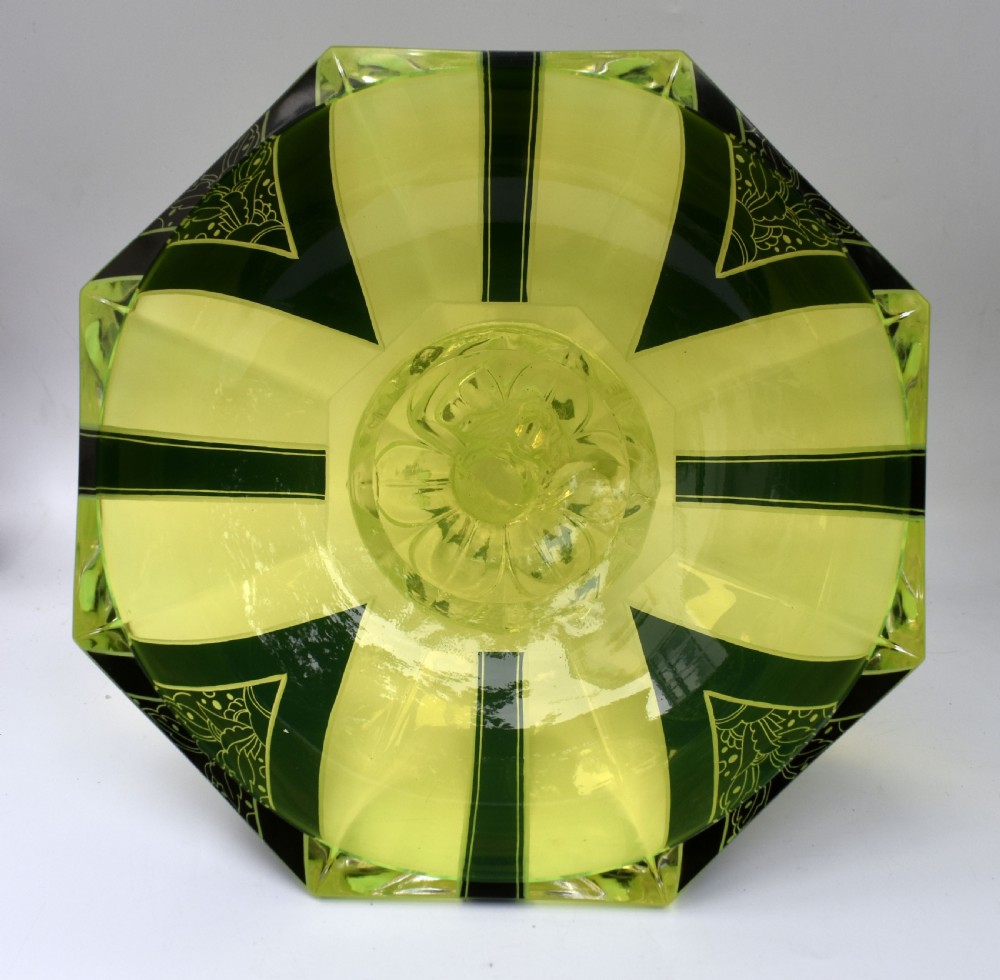 Art Deco Uranium Glass Comport, c1930 View IX