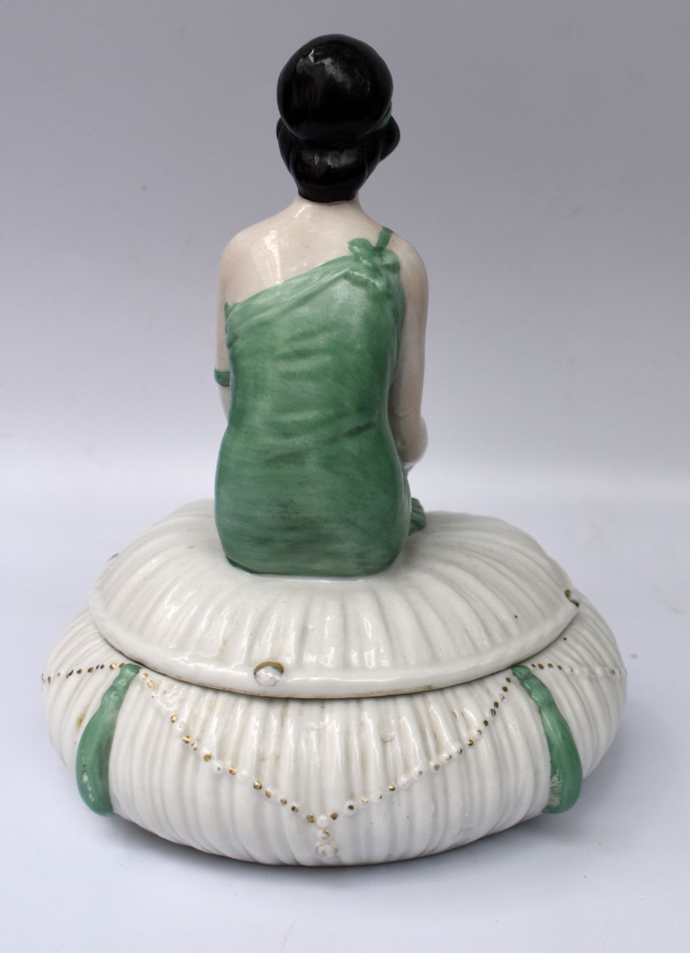 Art Deco Ceramic Figural Powder Bowl, c1930 View IV