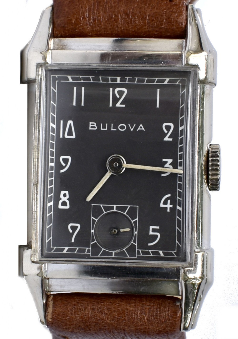 Art Deco Gents White Gold Filled Wrist Watch, Fully Serviced, By Bulova 