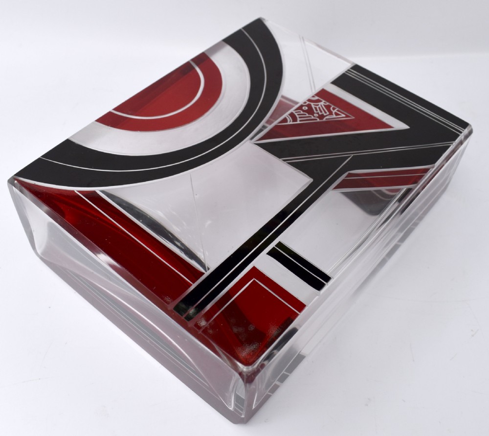 Art Deco Glass & Enamel Etched Vase View VII