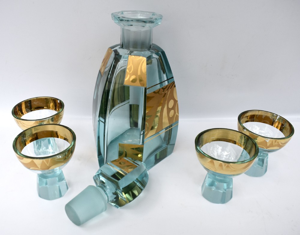 Art Deco Glass Decanter Set, Czech, c1930s  View IV
