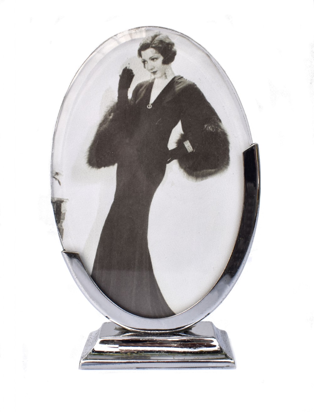Art Deco Chrome & Glass Free Standing Picture Frame, c1930