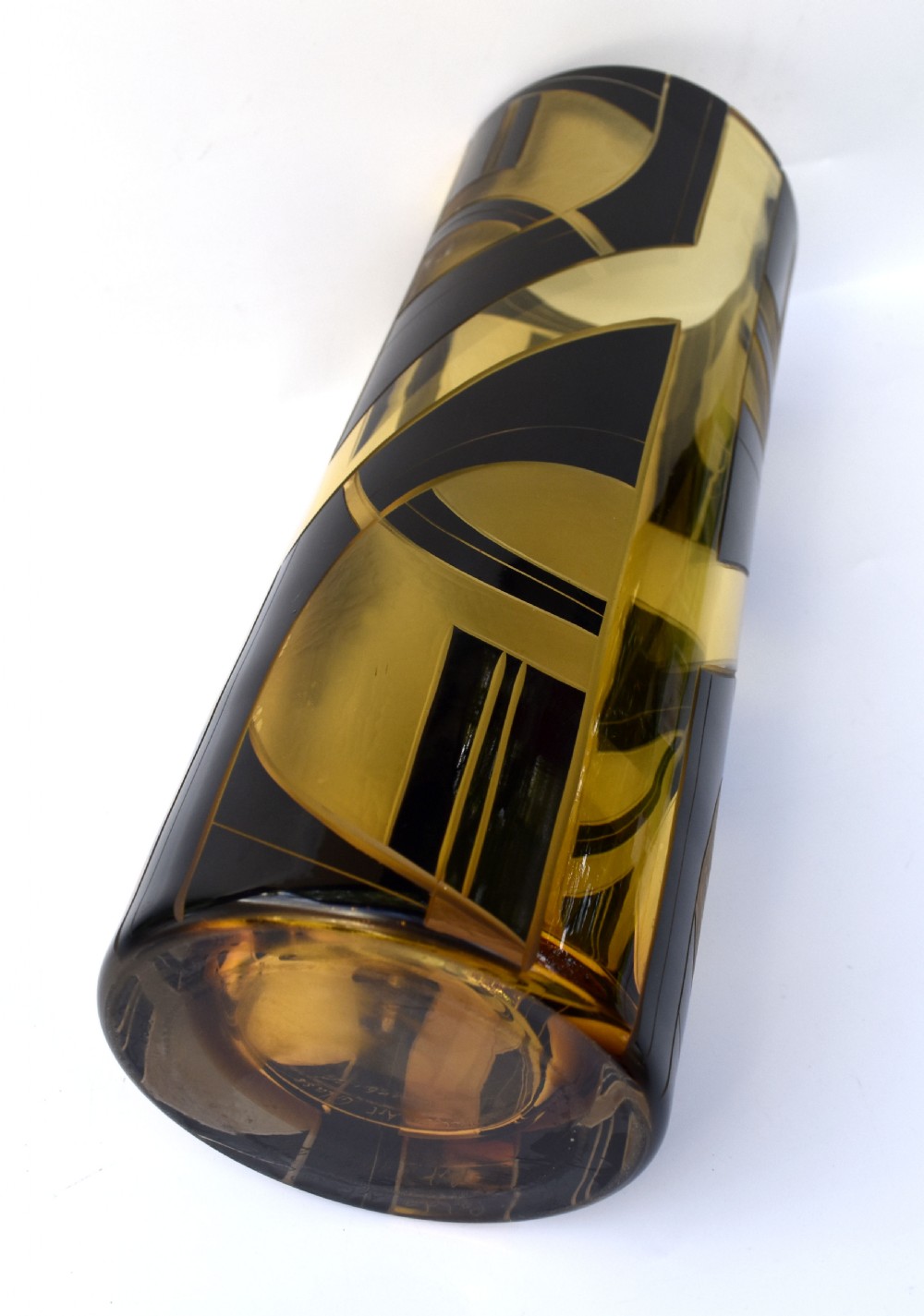 Art Deco Glass & Enamel Etched Vase View II