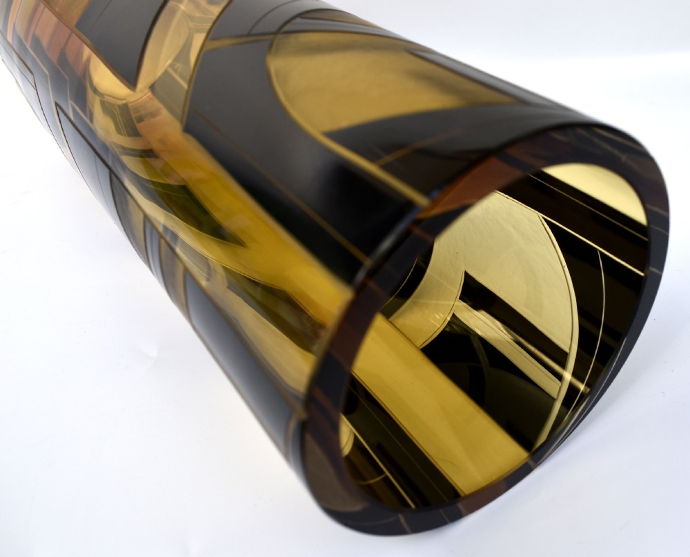 Art Deco Glass & Enamel Etched Vase View III