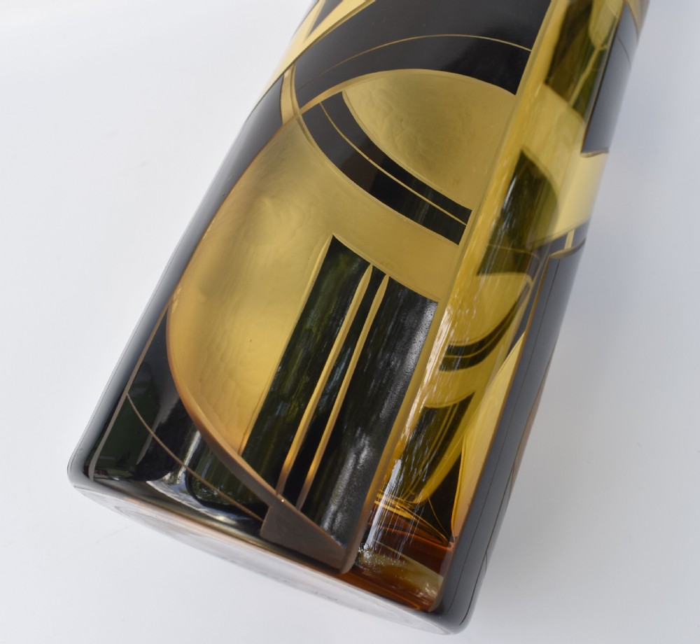 Art Deco Glass & Enamel Etched Vase View VIII