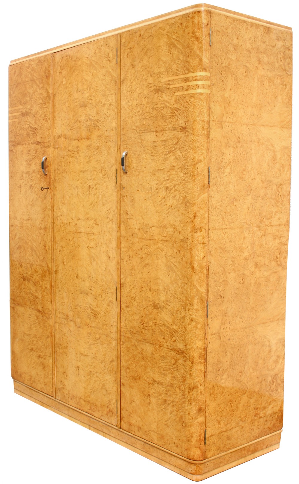 Art Deco Triple Birds Eye Maple Wardrobe , c1930 View IV
