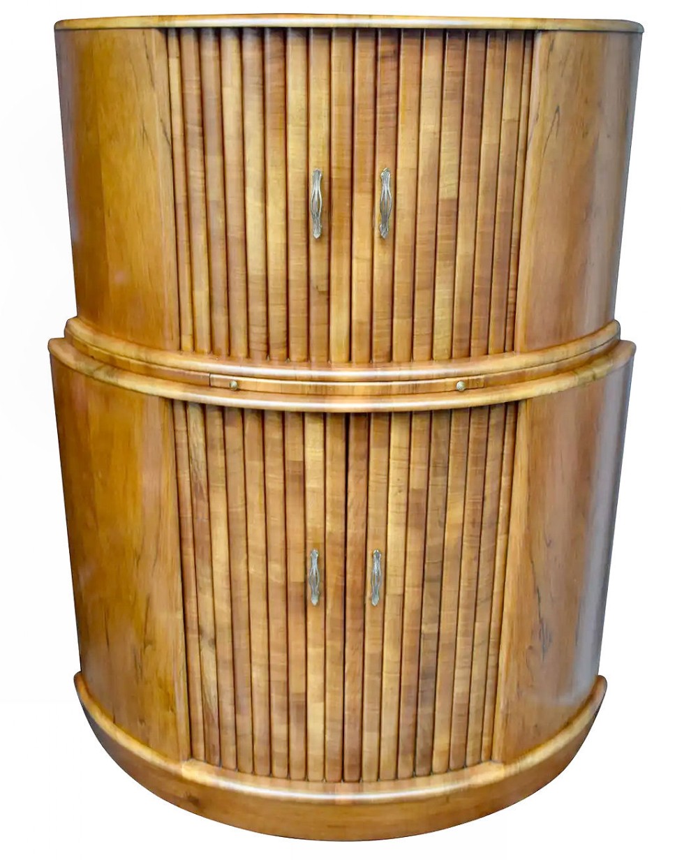 Art Deco Tambour Door Walnut Cocktail Cabinet, c1930