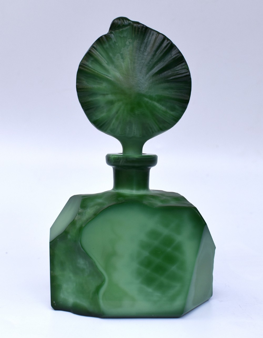 Art Deco Green Malachite Glass Figural Perfume Bottle View VI