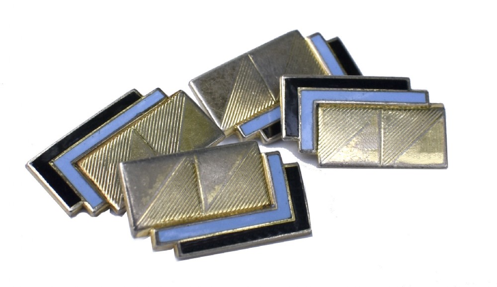 Art Deco Modernist Matching pair of Gold Plated Gents Cufflinks, c1930