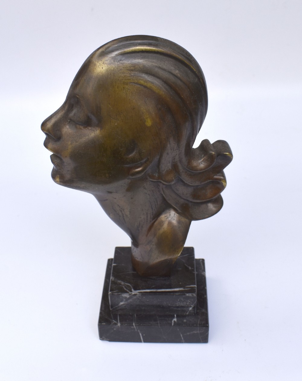 Art Deco Brass Bust, French, Circa 1930 View II