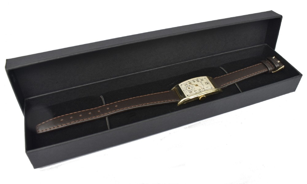 Art Deco Gents 10k R Gold Wristwatch by Bulova, 'Minute Man' c1937, Serviced View VIII