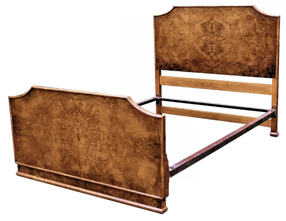  Art Deco Figured Walnut Double Bed, c1930s