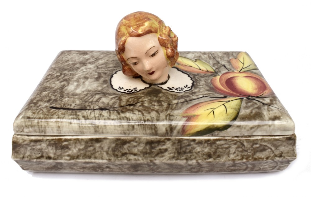 Art Deco Ceramic Trinket Box By Goldscheider, c1930 View II