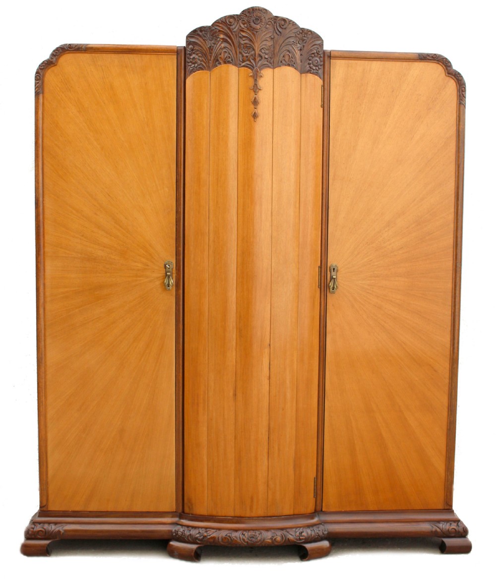 Art Deco 'Sunray' Triple Wardrobe, c1930