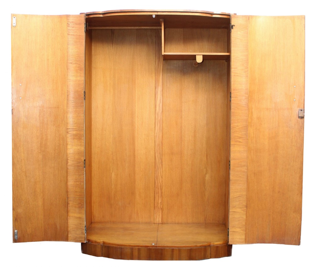 Art Deco Walnut Cloud Fronted Double Wardrobe, c1930 View II