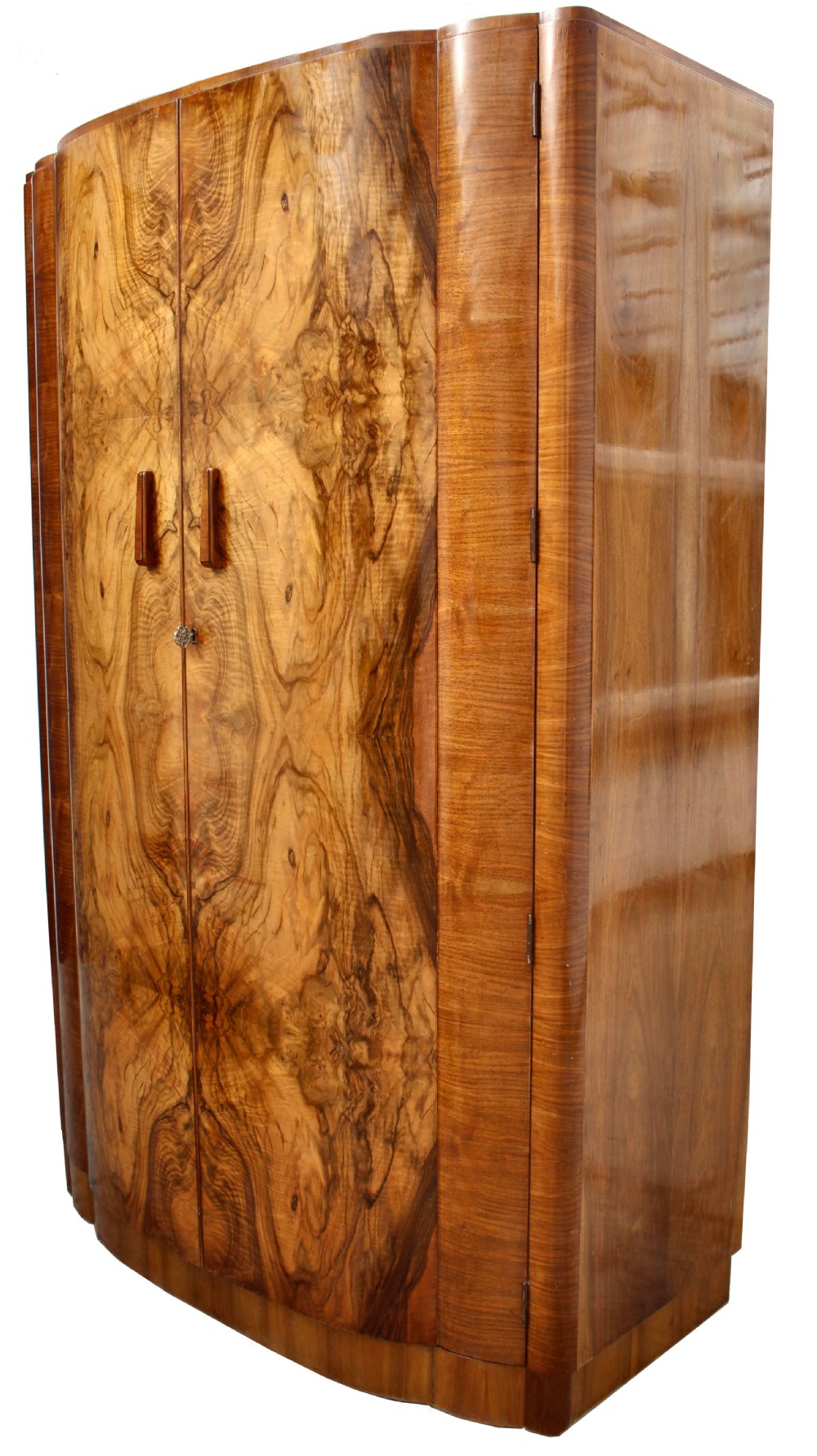 Art Deco Walnut Cloud Fronted Double Wardrobe, c1930 View IV