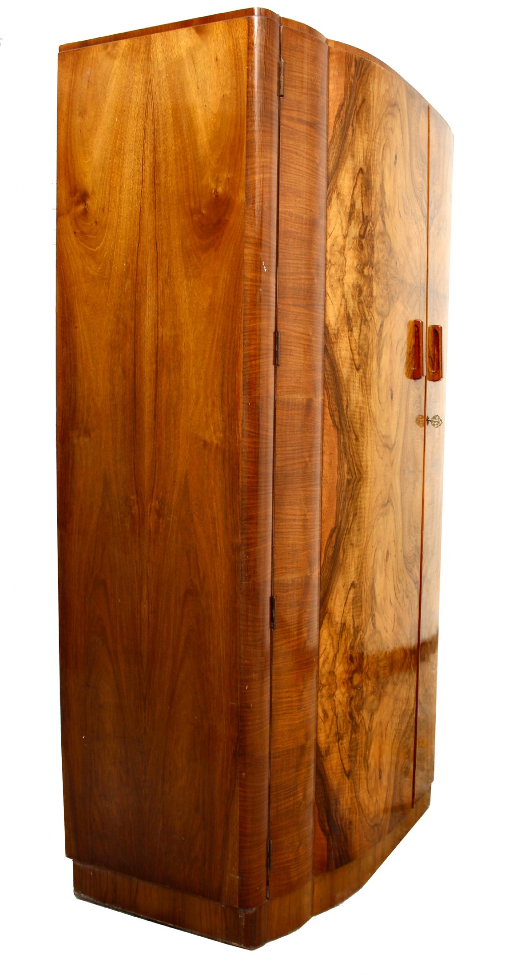 Art Deco Walnut Cloud Fronted Double Wardrobe, c1930 View V