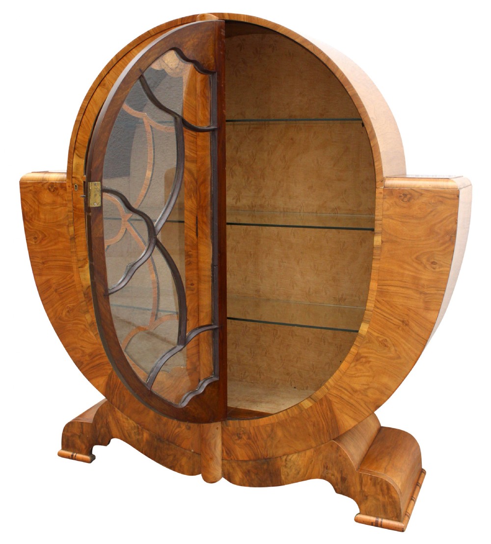 Art Deco Display Cabinet in Walnut, c1930s View VIII