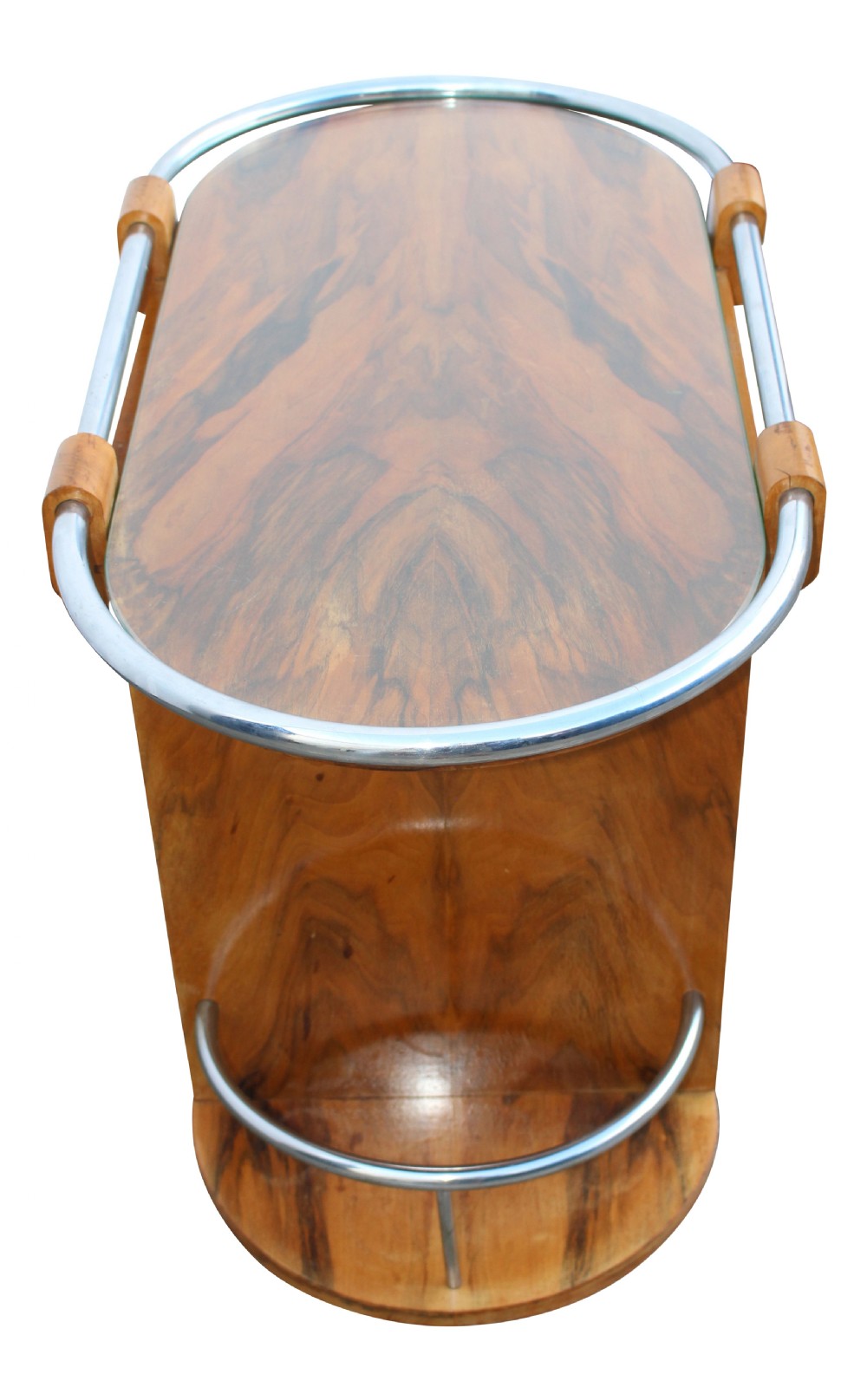 Art Deco French Walnut & Chrome Cocktail Bar Cart, c1930 View VI