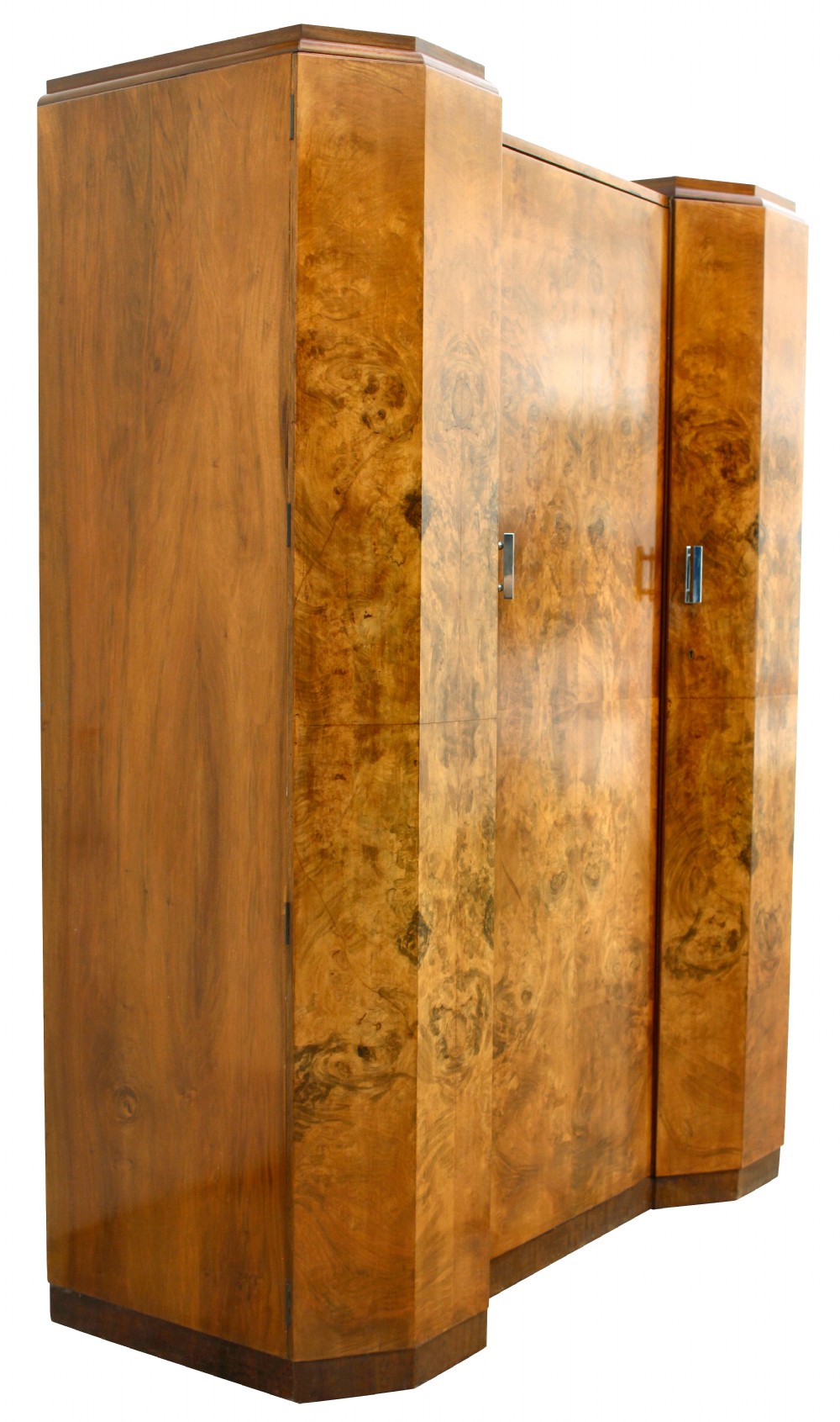Art Deco Triple Breakfront Walnut Wardrobe , c1930 View VII