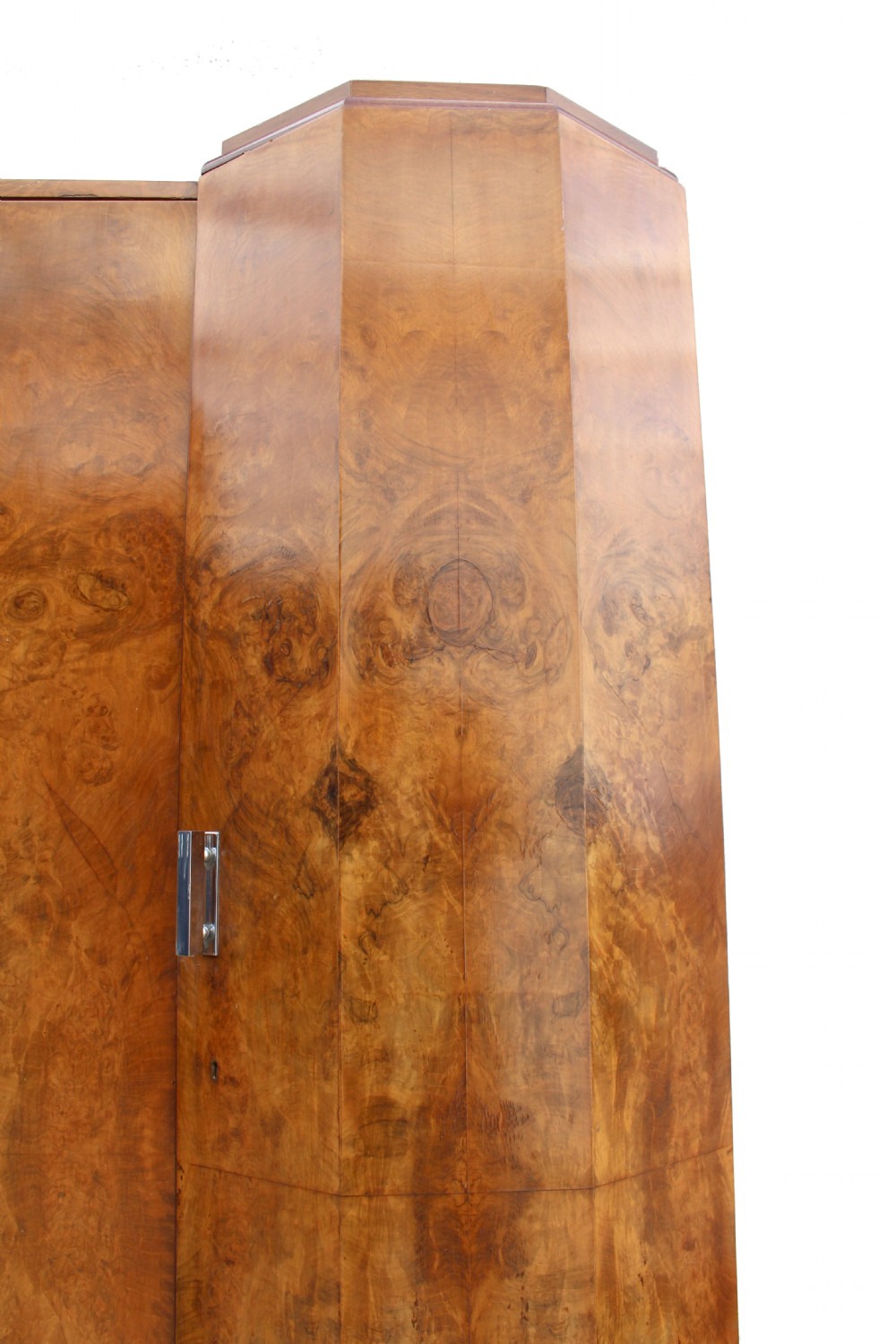 Art Deco Triple Breakfront Walnut Wardrobe , c1930 View IX