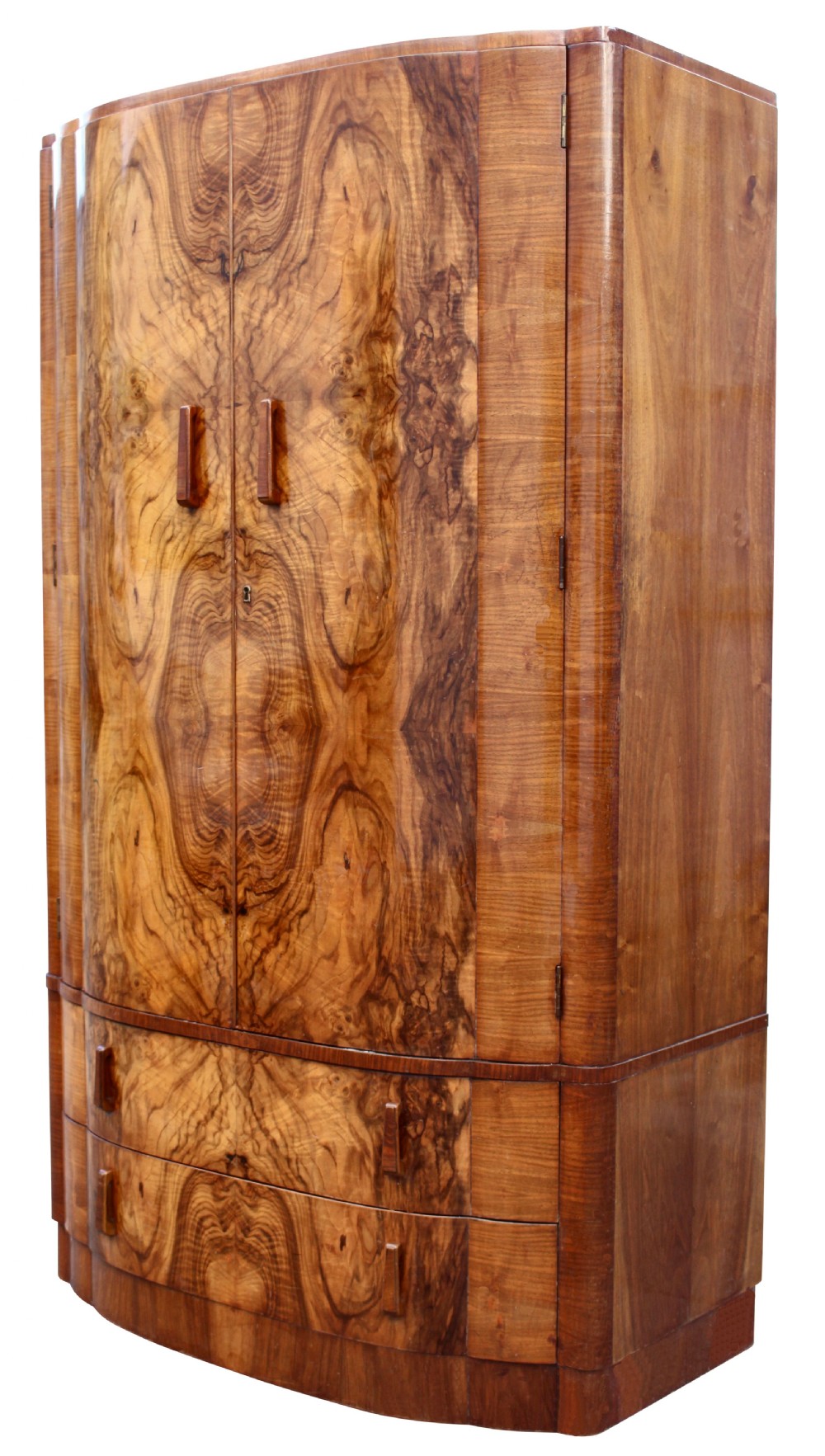 Art Deco Walnut Cloud Fronted Double Wardrobe, c1930 View VI