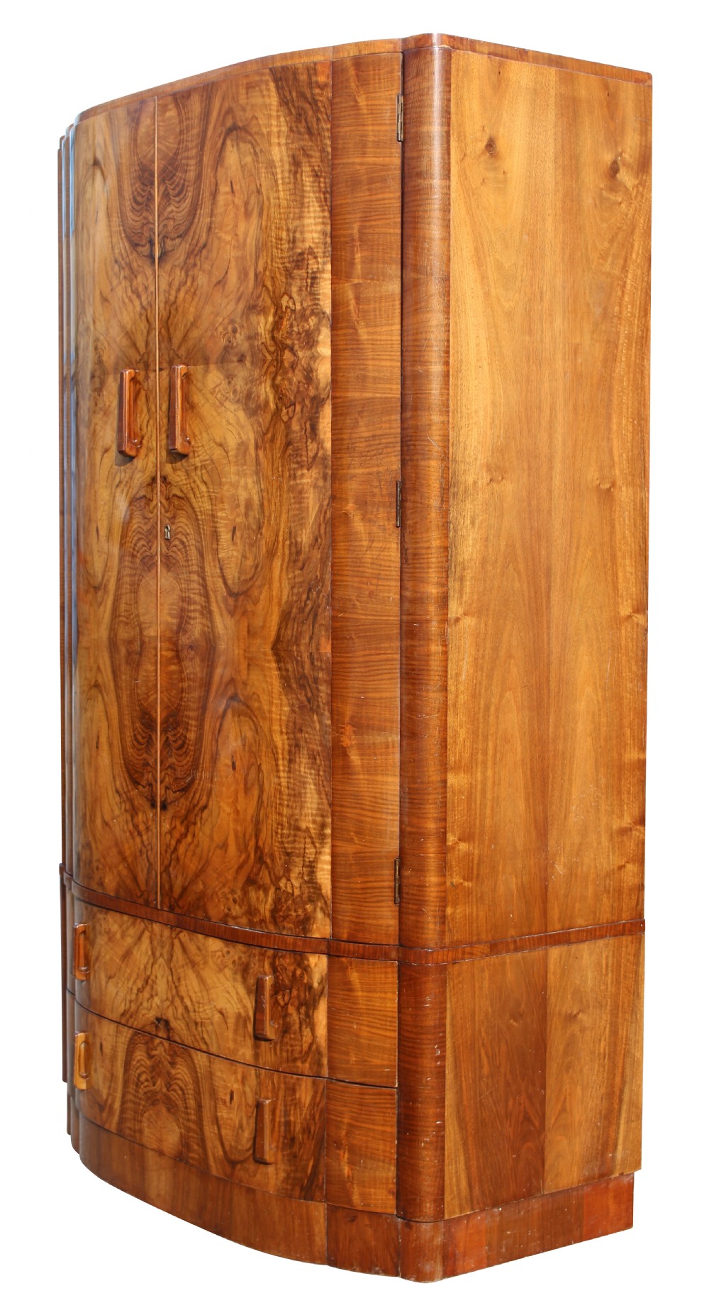 Art Deco Walnut Cloud Fronted Double Wardrobe, c1930 View VII