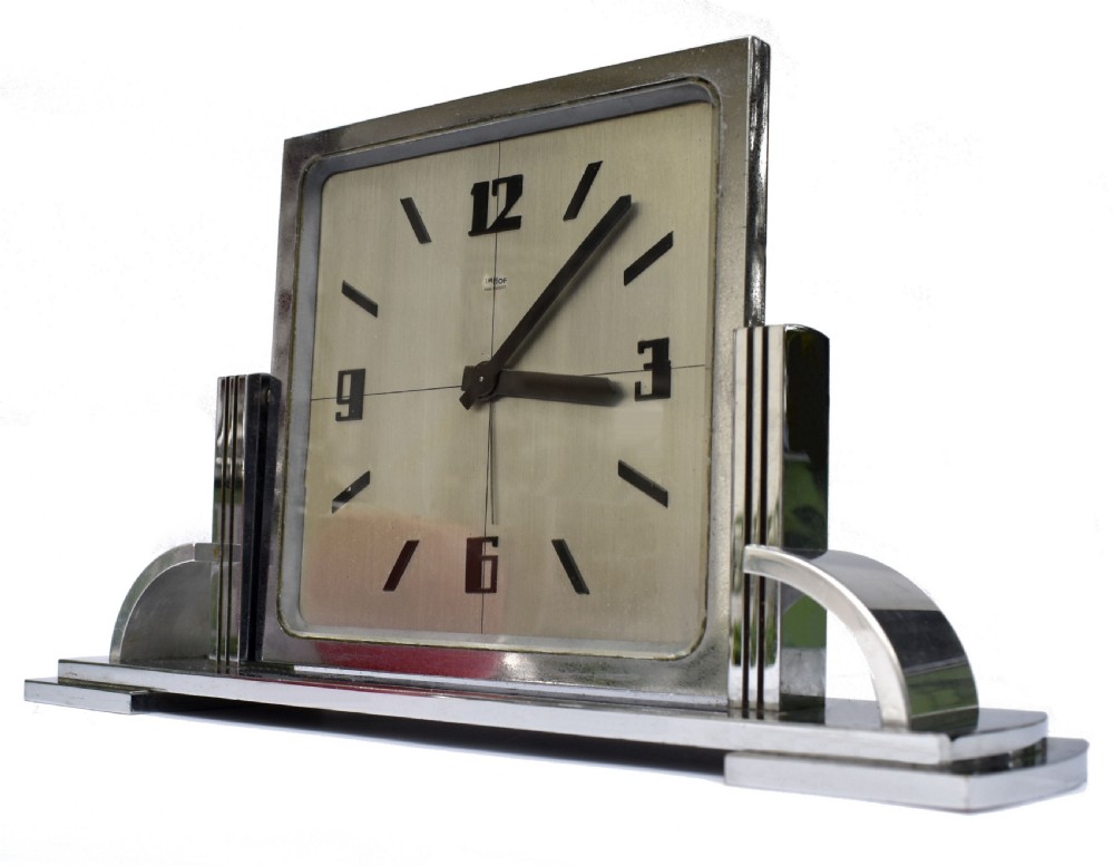 Art Deco Modernist Clock By Imhof, Swiss, c1930