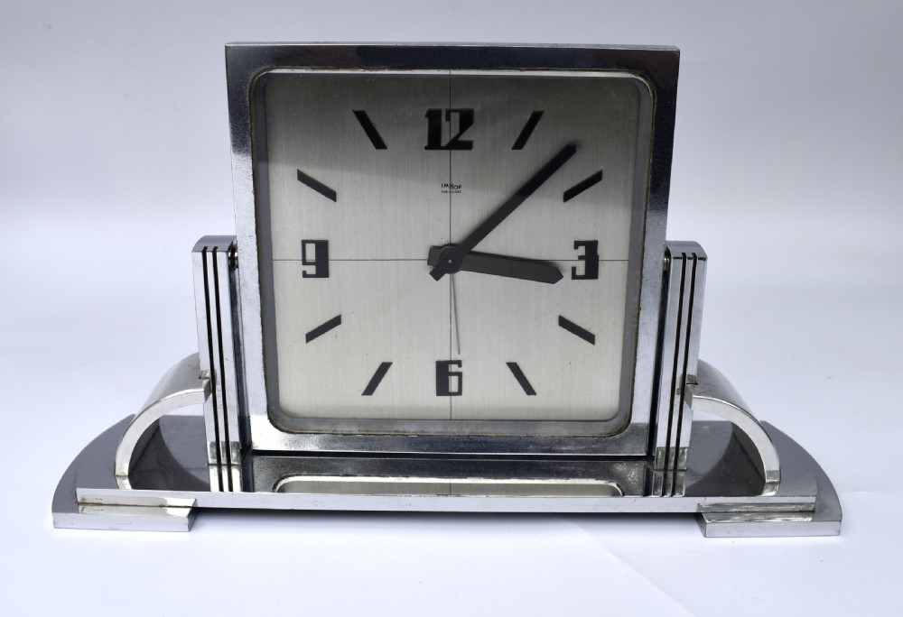 Art Deco Modernist Clock By Imhof, Swiss, c1930 View II