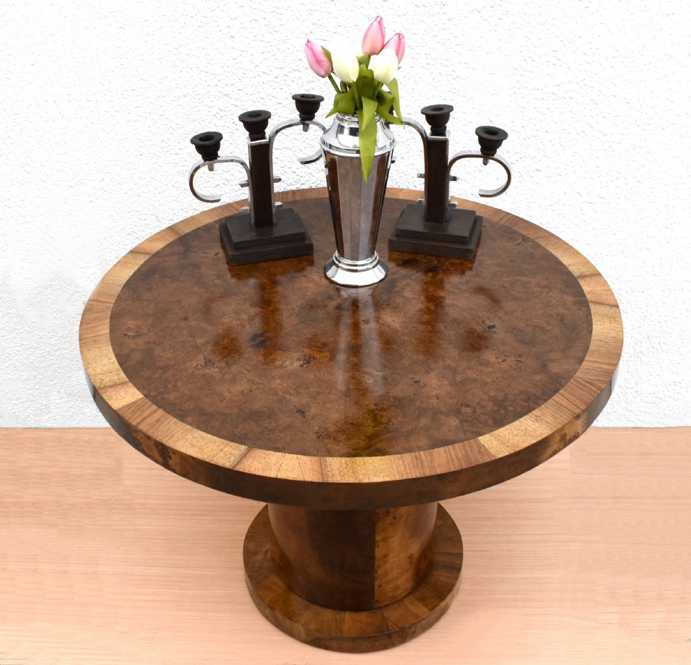 Art Deco Large Circular Walnut Table, c1930 View VI