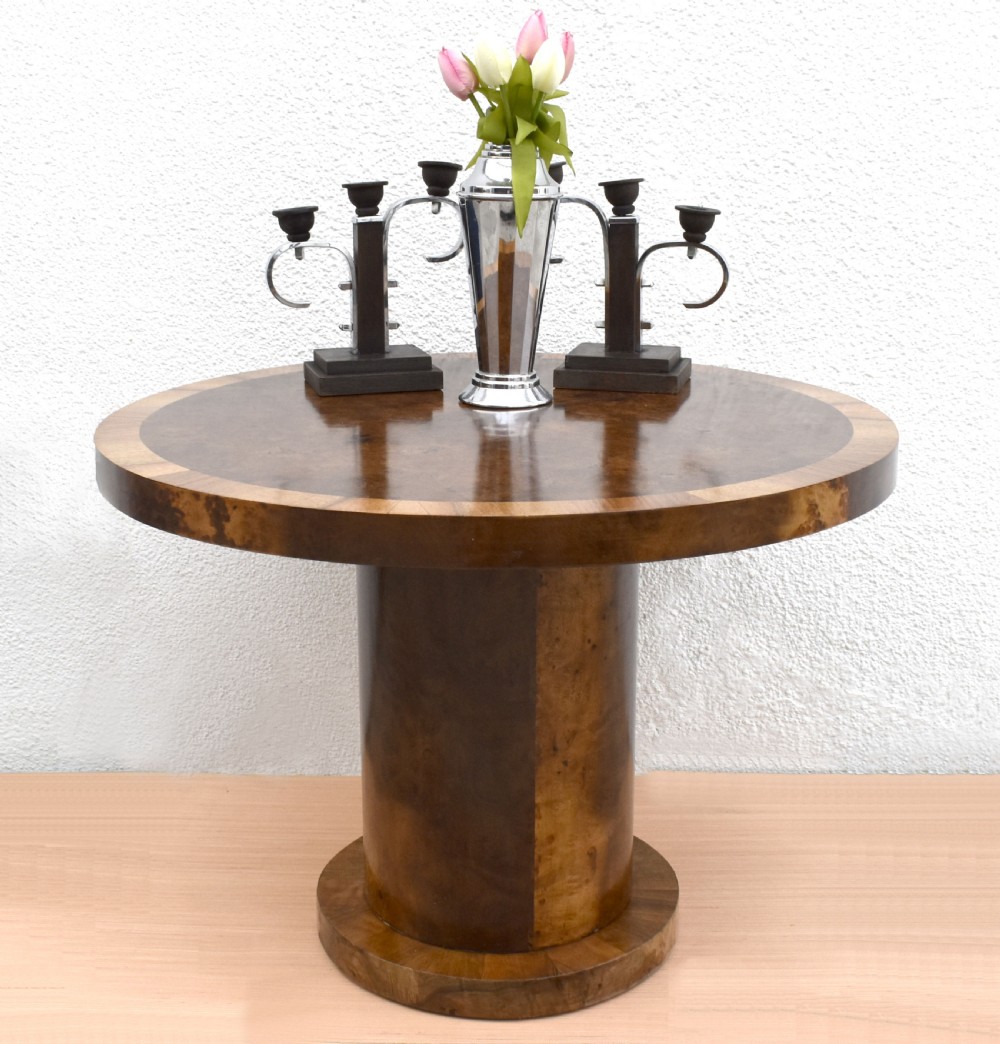 Art Deco Large Circular Walnut Table, c1930 View VII
