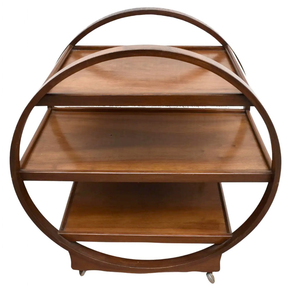 Art Deco Hostess Trolley cart In Walnut, c1930