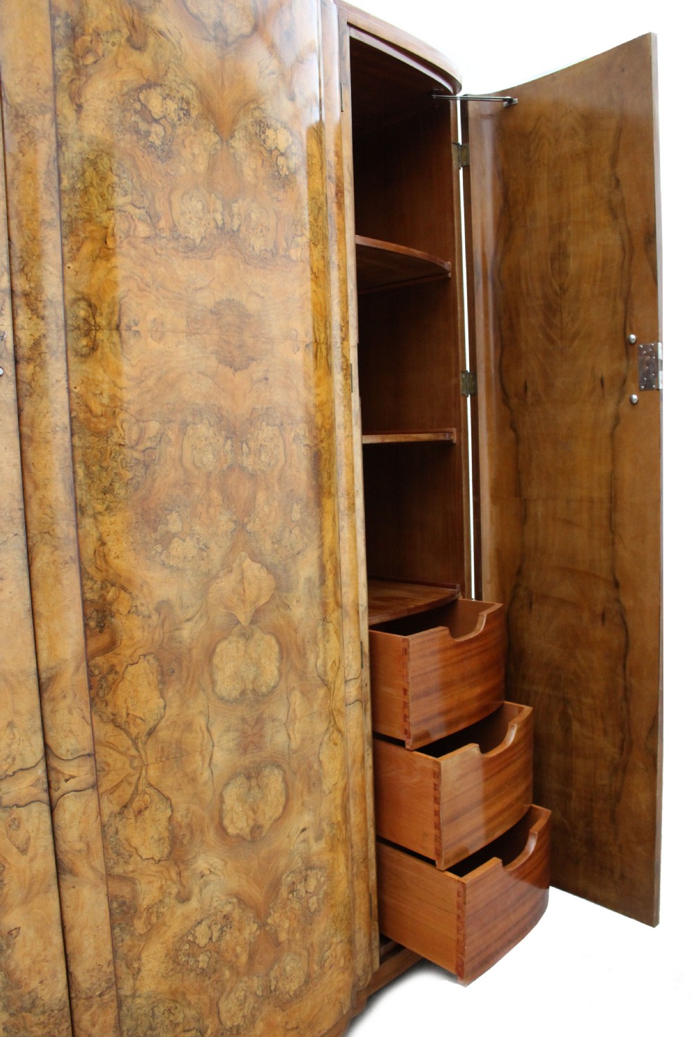 Art Deco Triple Walnut Three Door Wardrobe, c1930 View III