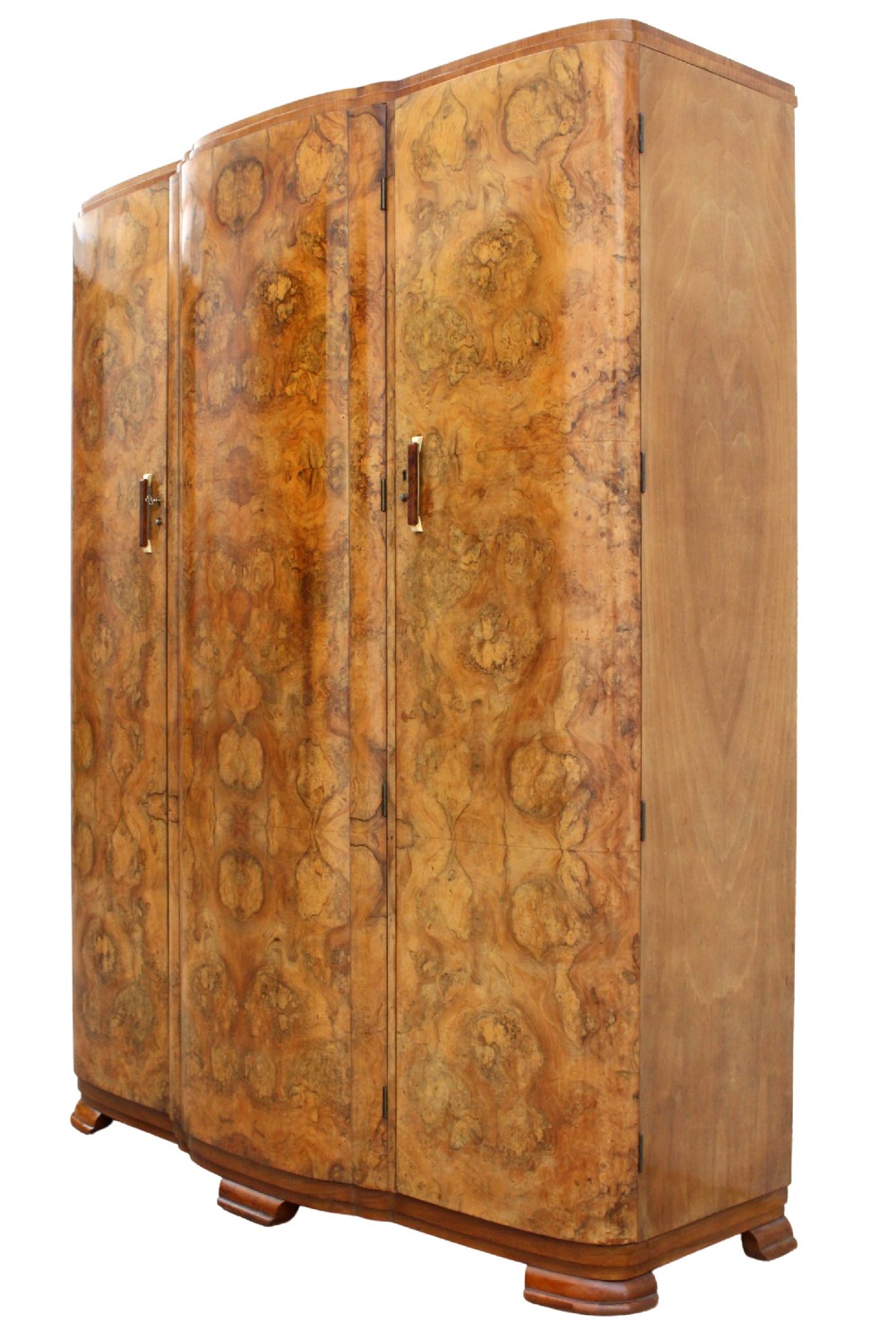 Art Deco Triple Walnut Three Door Wardrobe, c1930 View XIV