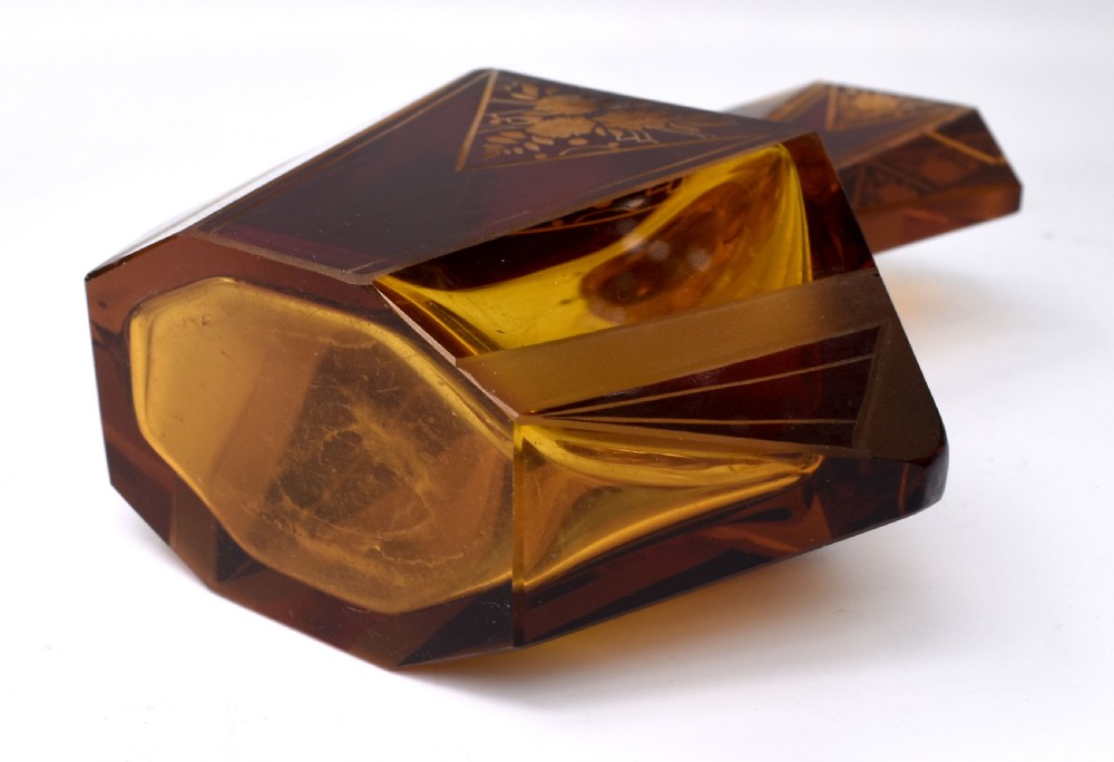 Art Deco Amber Coloured Glass Perfume Bottle by Karl Palda, c1930s View III